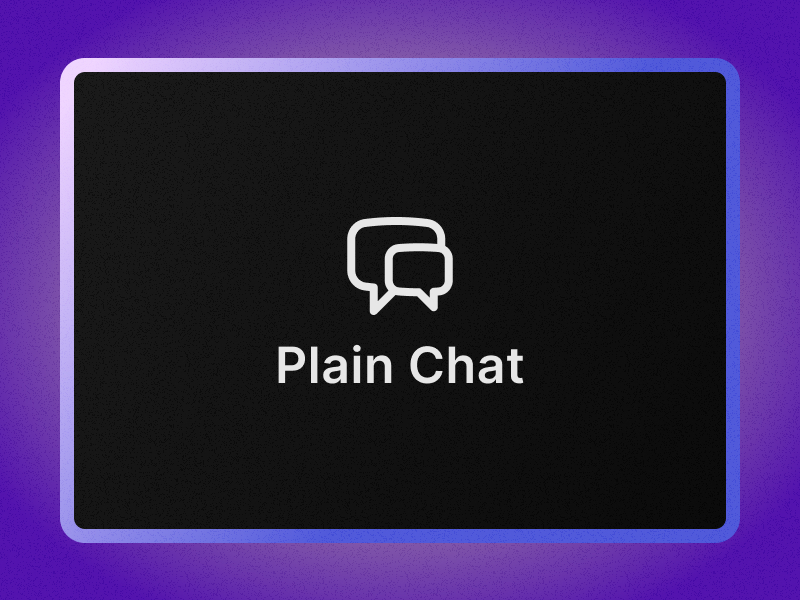 The Plain Chat logo with the text Plain Chat centered above a purple gradient background.